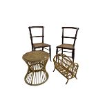 Pair late Victorian walnut chairs with cane work seats