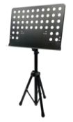 Modern metal extending music stand on tripod base