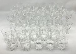 Quantity of quality cut glass ware to include set of six Waterford white wine glasses