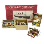 Vintage toys comprising 'Docking RMS Queen Mary' game