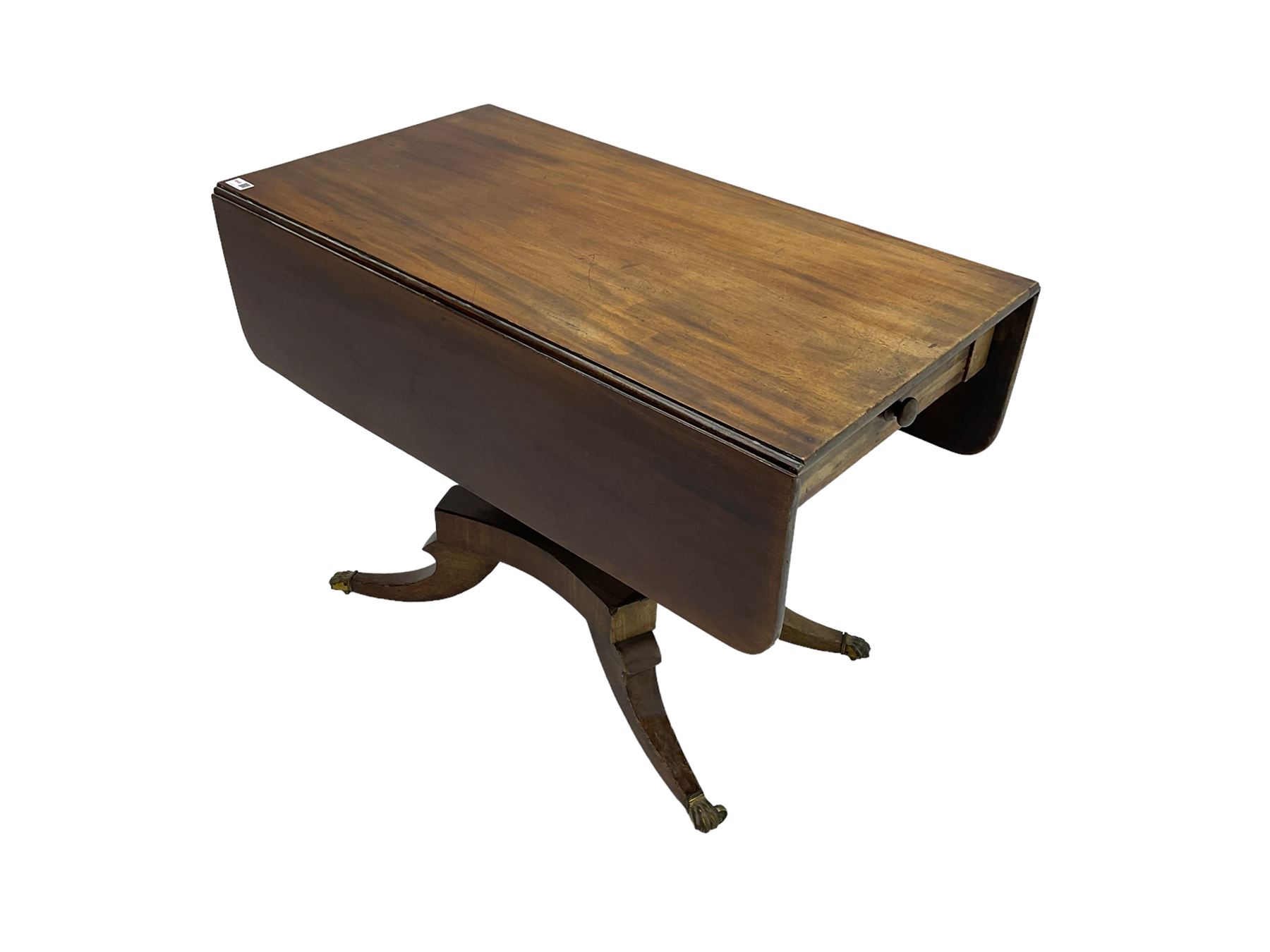 19th century mahogany drop leaf supper table on splayed supports - Image 2 of 2