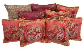 Collection of predominantly Chinese style cushions