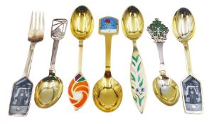 Collection of Danish silver and silver-gilt year spoons by Anton Michelsen