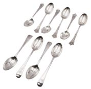 Set of six Edwardian silver Albany pattern coffee spoons