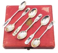 Set of six Danish silver coffee spoons