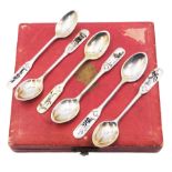 Set of six Danish silver coffee spoons