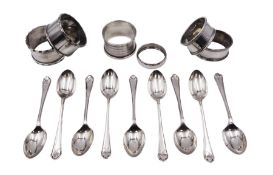 Set of nine 1930's silver golfing terminal coffee spoons