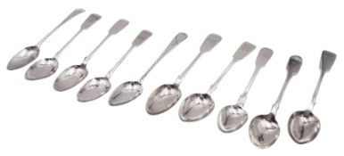 Seven silver Fiddle pattern teaspoons