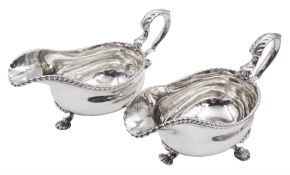 Pair of George III silver sauce boats