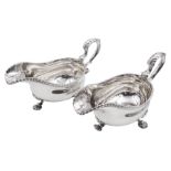 Pair of George III silver sauce boats