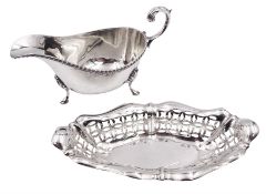 Mid 20th century silver sauce boat