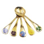 Five Danish silver-gilt year spoons by Georg Jensen