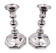 Pair of George V silver mounted candlesticks