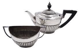 1920's silver teapot and twin handled sucrier