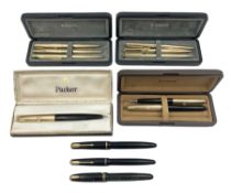 Group of Parker rolled gold pens and propelling pencils