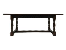 Large oak refectory dining table