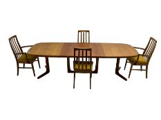 Oluf Theodore Larsen for NMB - mid-20th century teak extending dining table with two additional leav