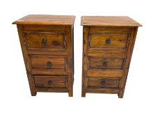Pair hardwood bedside cabinets