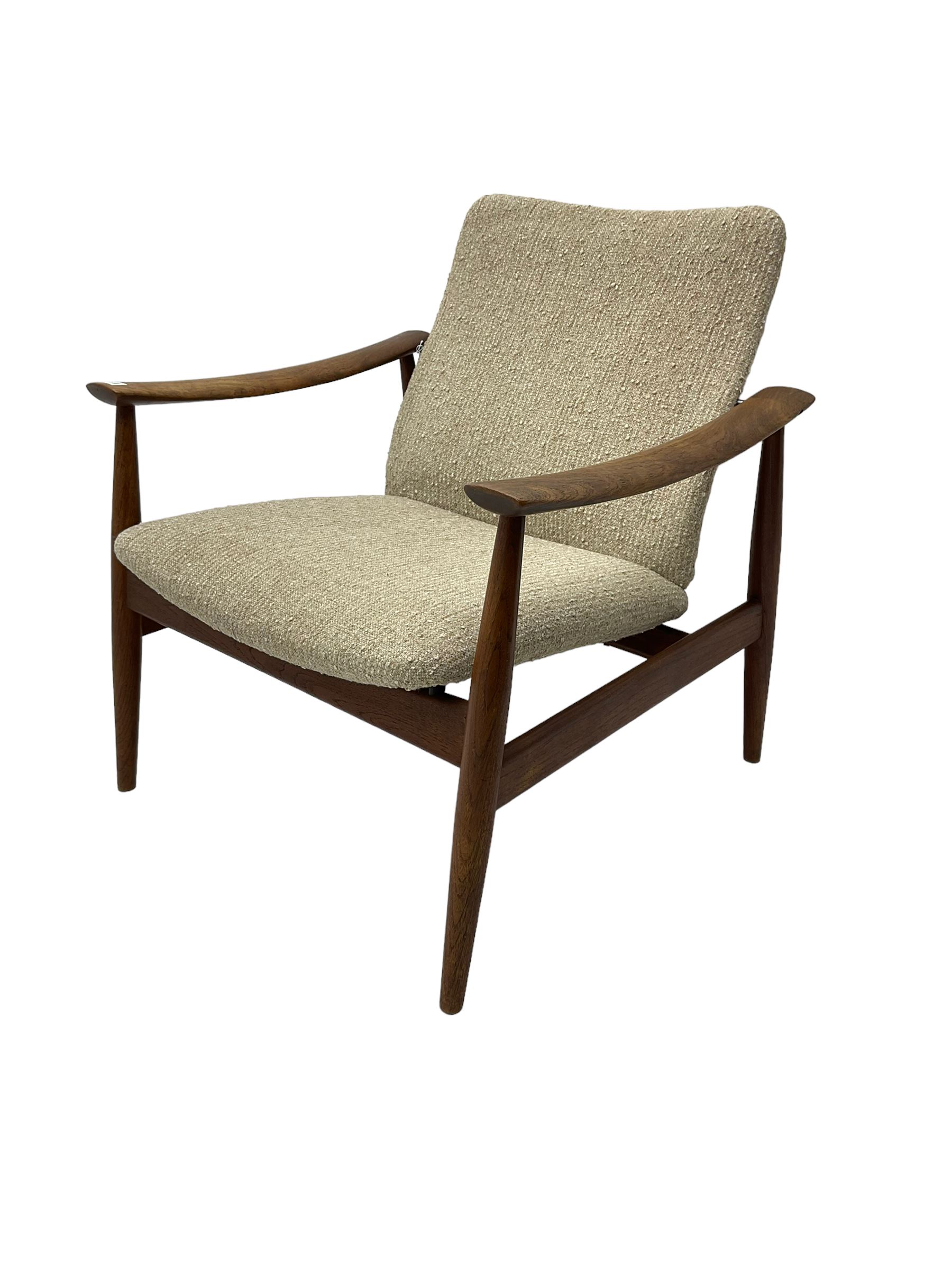 Finn Juhl for France & Son - 'model 138' mid-20th century teak easy chair upholstered in beige fabri - Image 9 of 14
