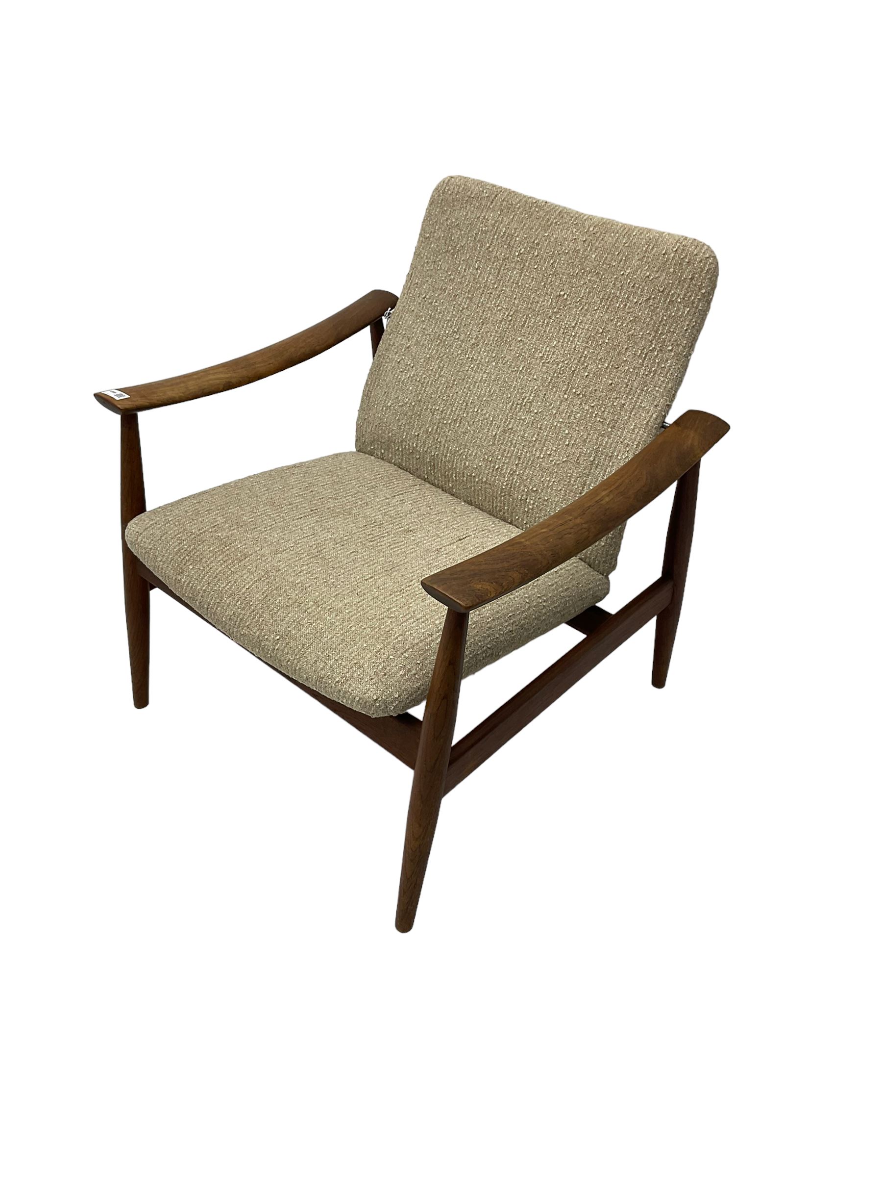 Finn Juhl for France & Son - 'model 138' mid-20th century teak easy chair upholstered in beige fabri - Image 3 of 14