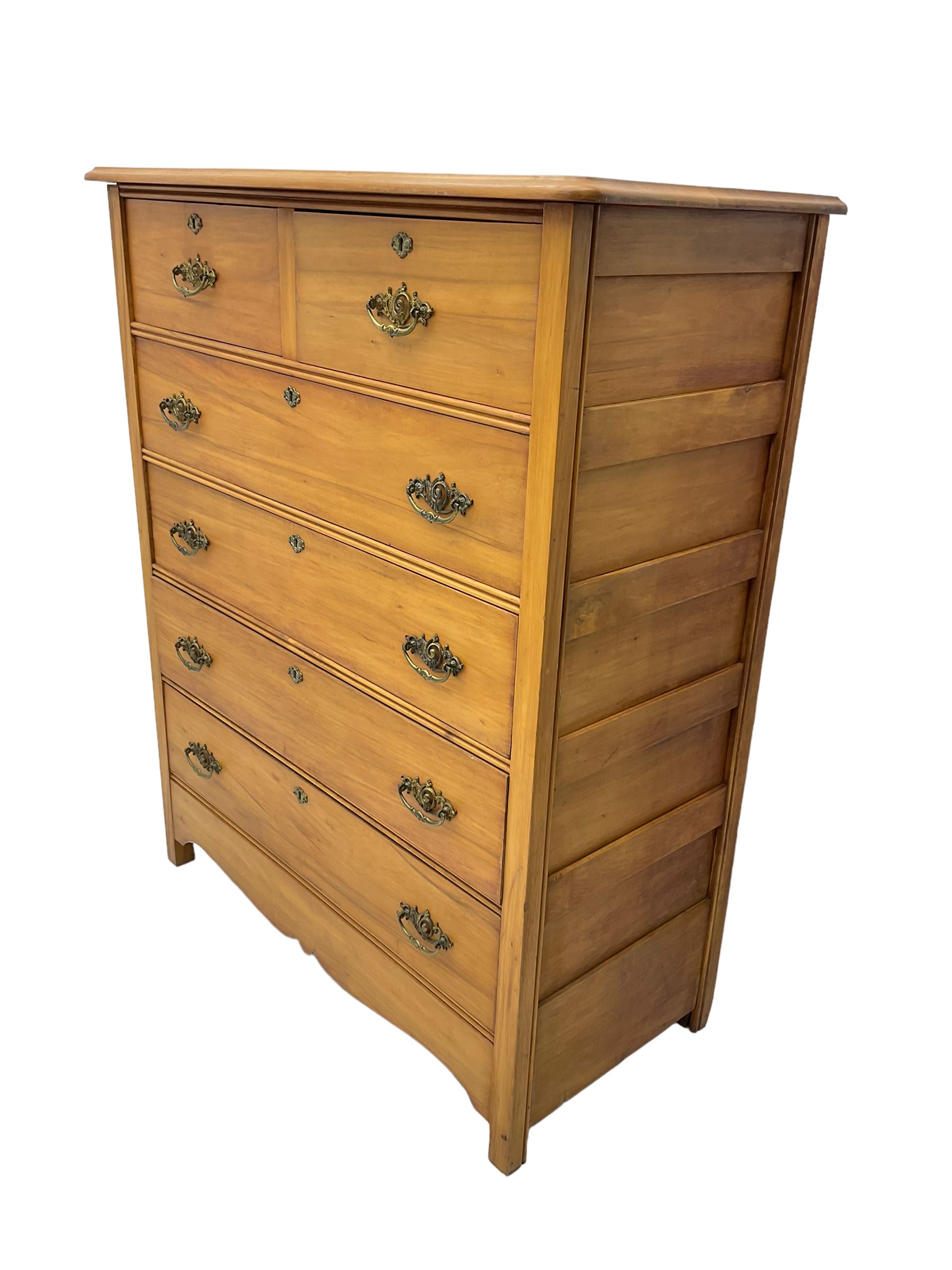 Late Victorian satin walnut chest - Image 5 of 5