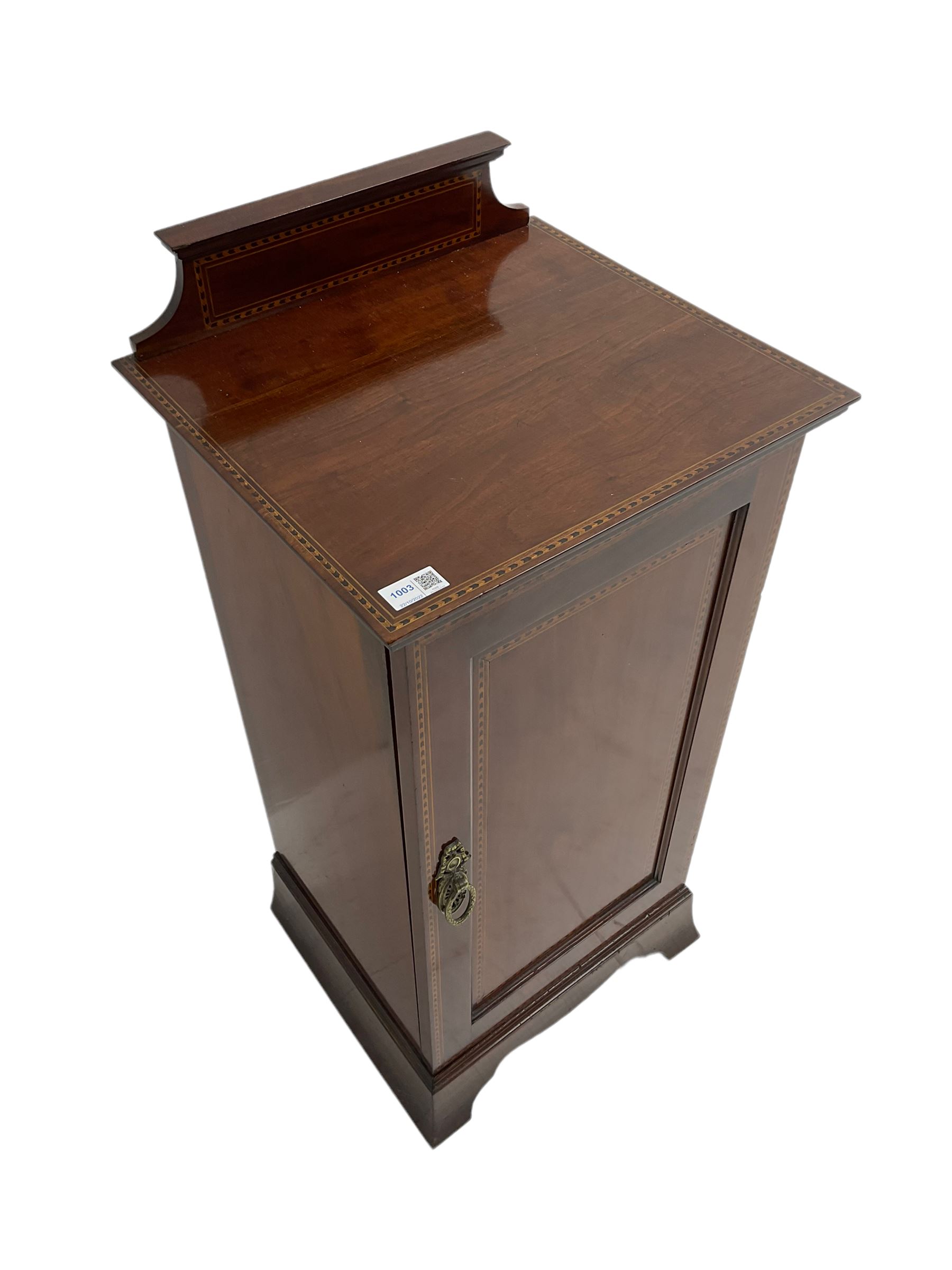 Edwardian inlaid mahogany bedside cabinet - Image 5 of 7