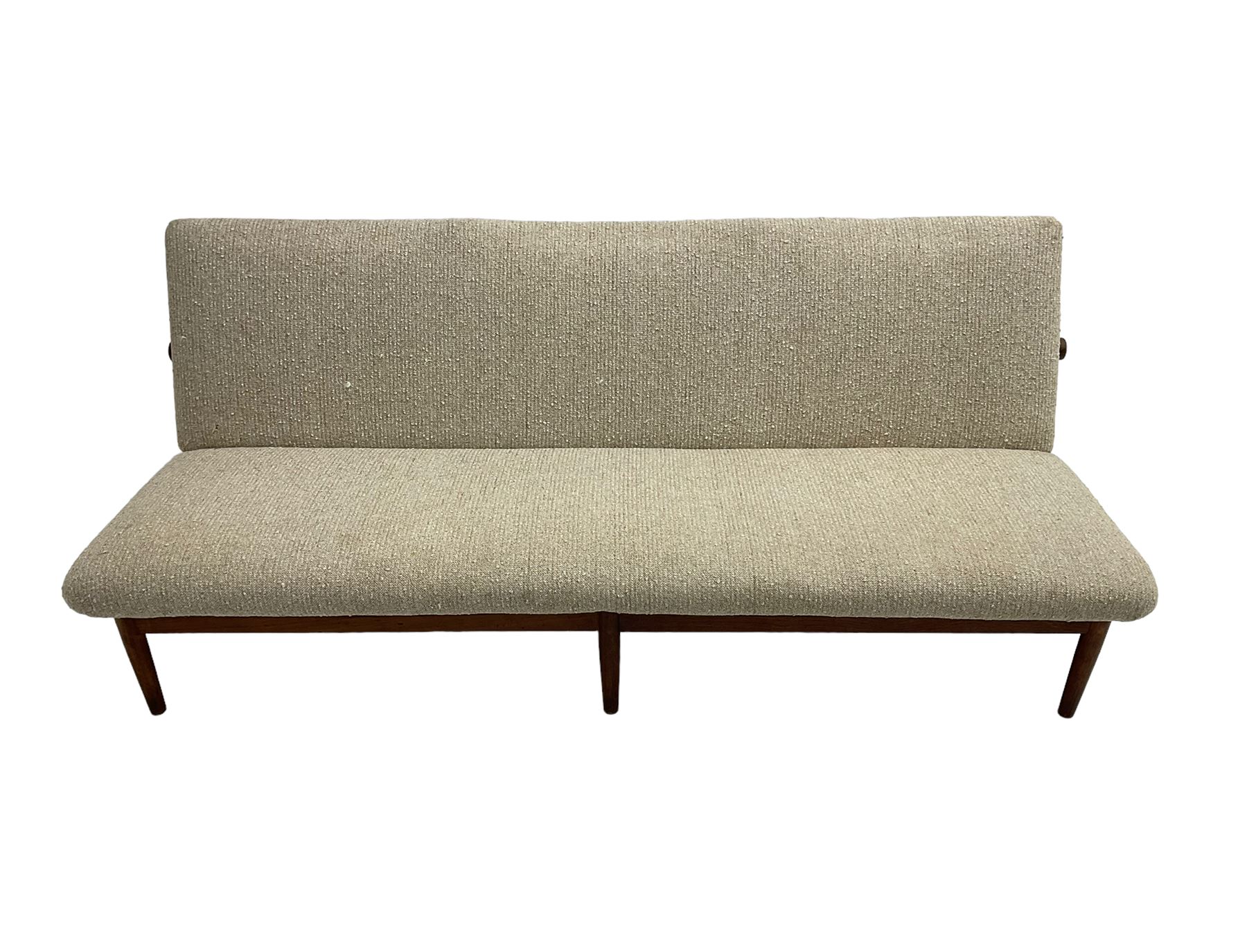 Finn Juhl for France & Son - 'Japan' mid-20th century teak three seat sofa upholstered in beige fabr - Image 2 of 6