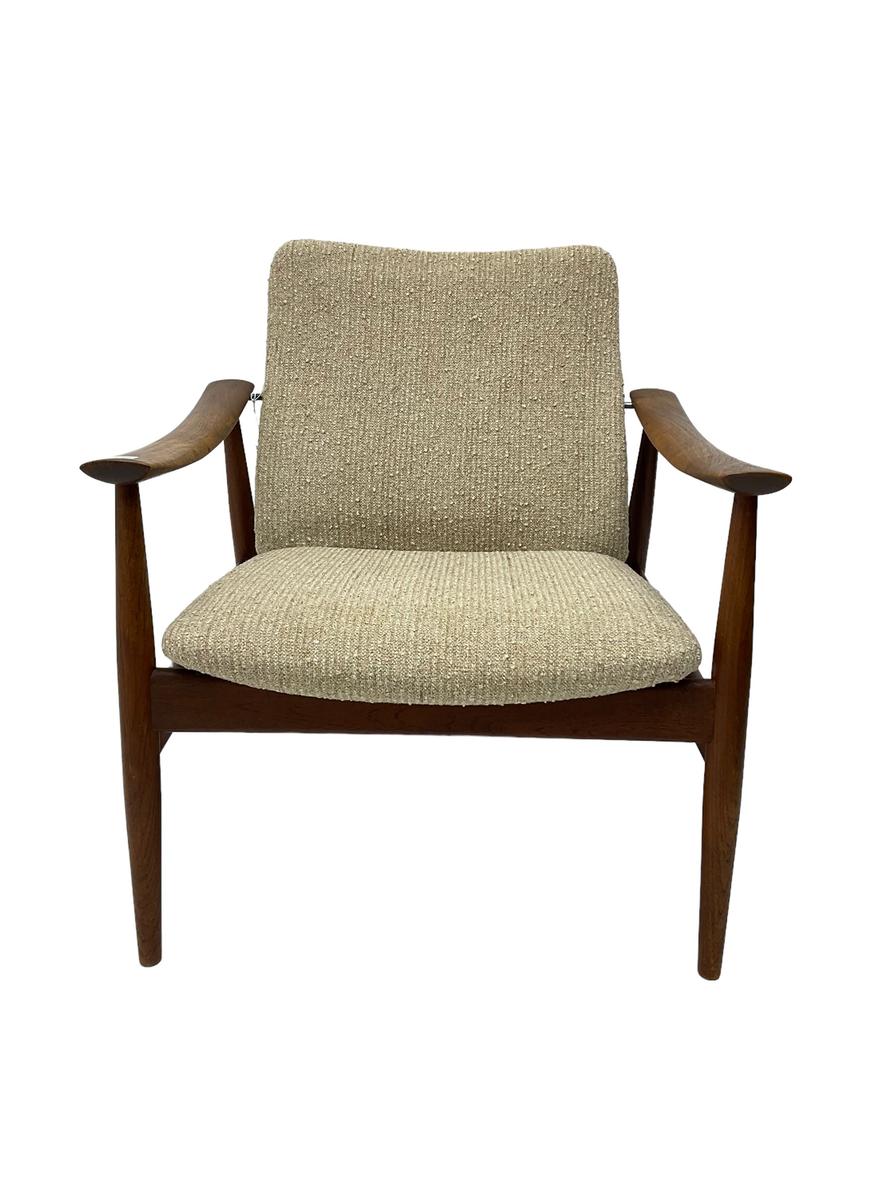 Finn Juhl for France & Son - 'model 138' mid-20th century teak easy chair upholstered in beige fabri - Image 8 of 14