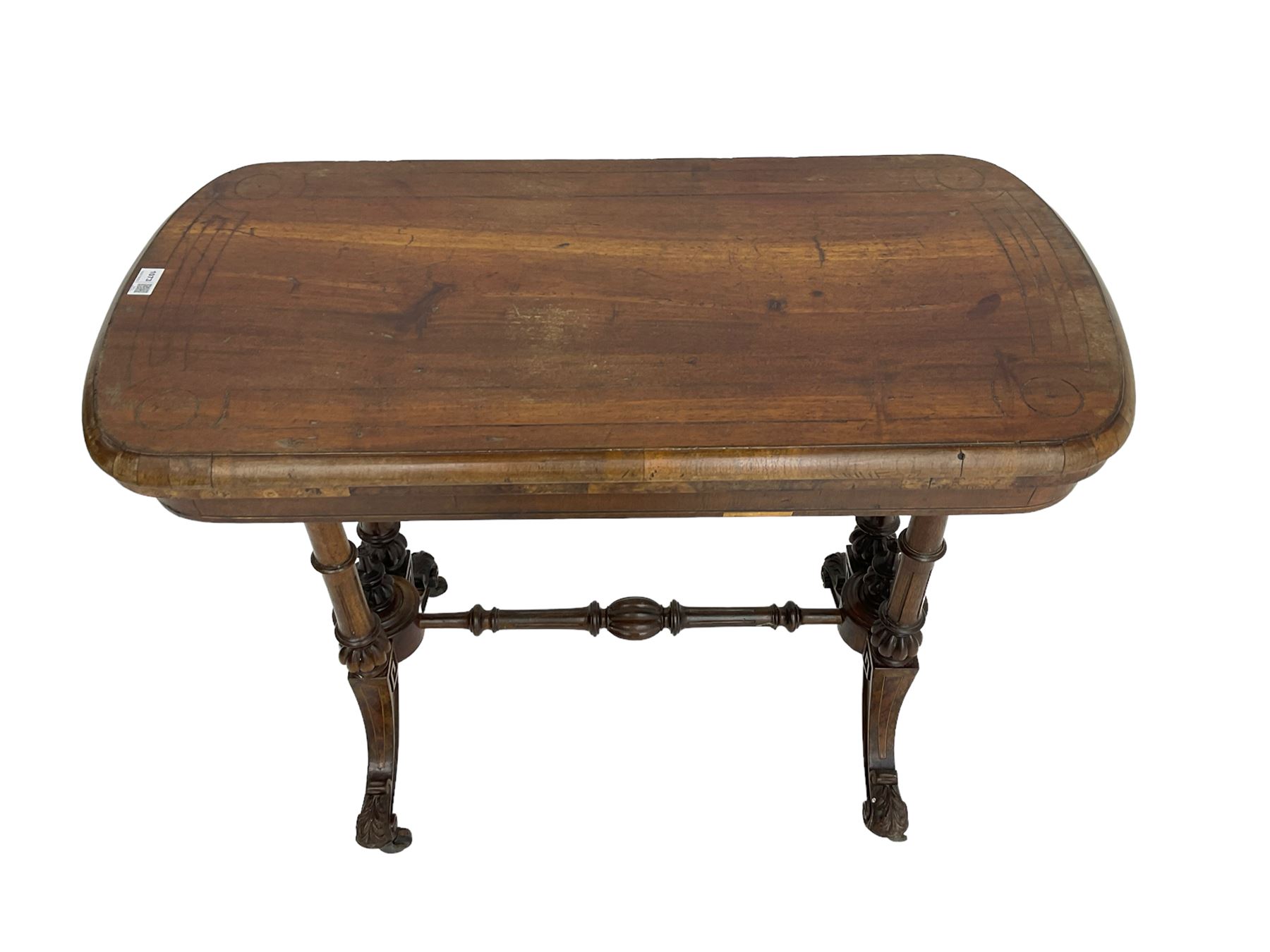 Victorian walnut stretcher side table - Image 3 of 6
