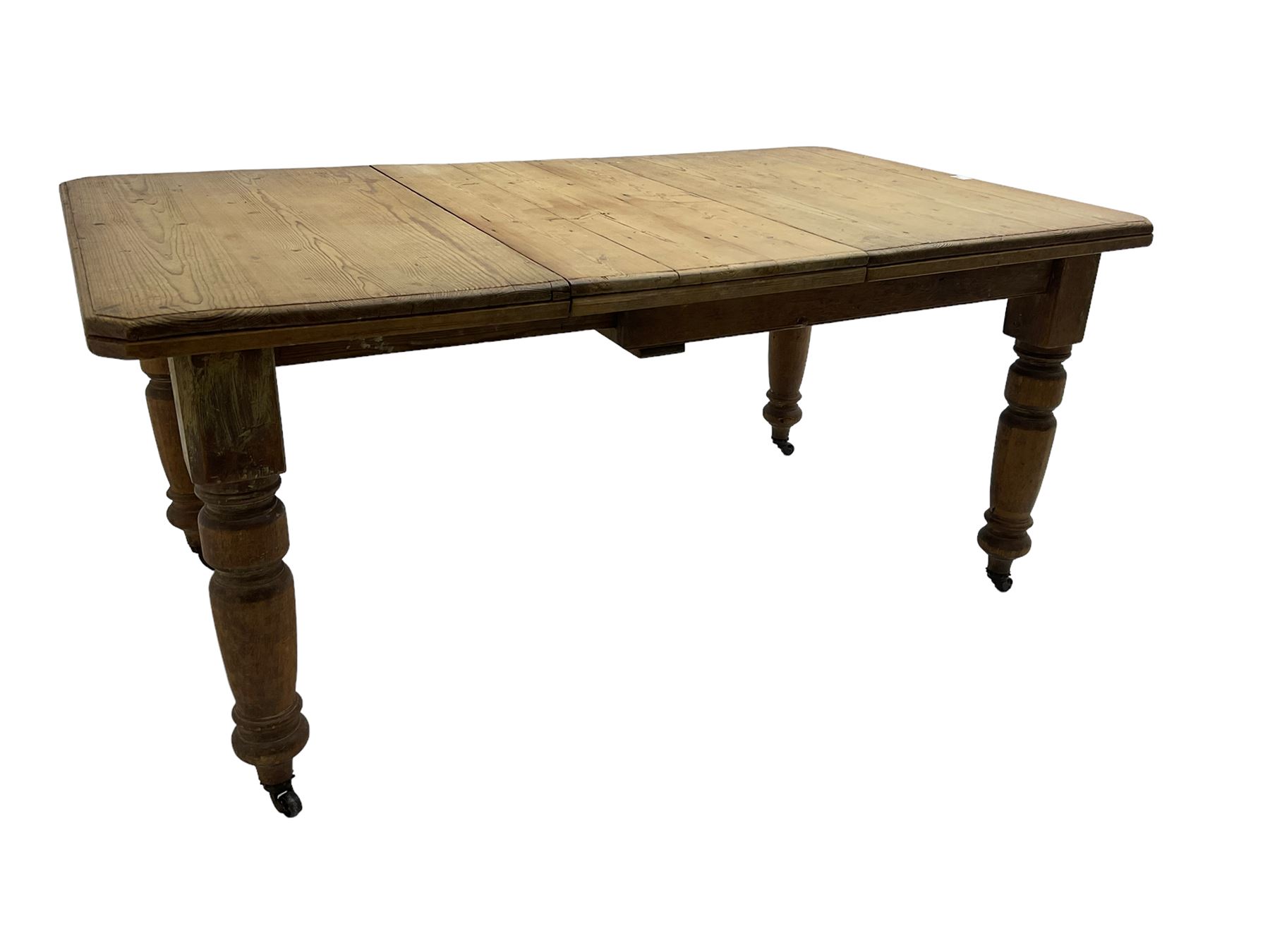 Late Victorian pine extending dining table - Image 3 of 6