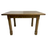 Swanman - rectangular oak dining table on chamfered supports