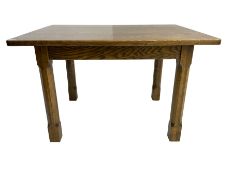 Swanman - rectangular oak dining table on chamfered supports