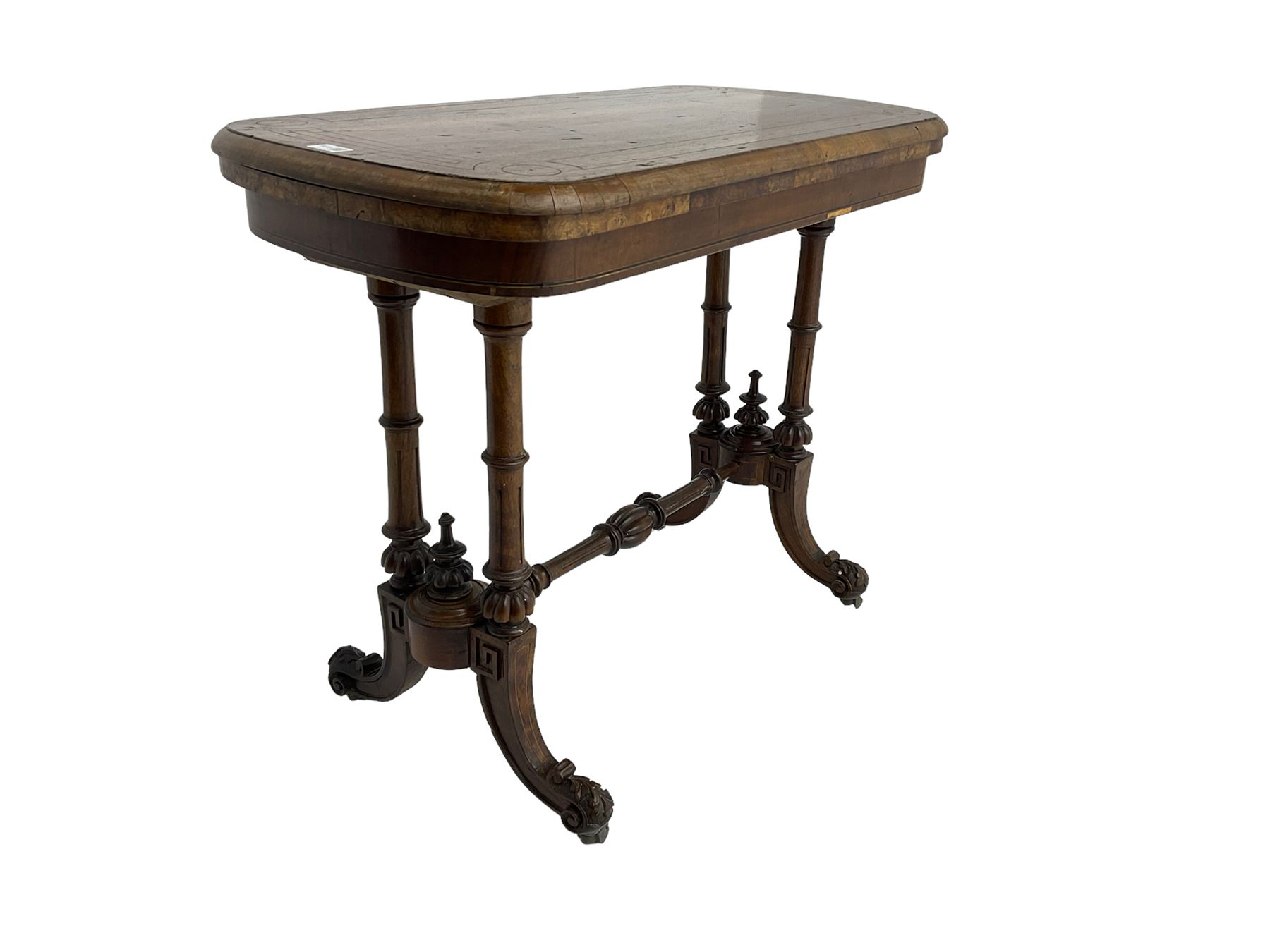 Victorian walnut stretcher side table - Image 5 of 6