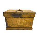 19th century scumbled pine horse tack storage box with yoke atop lid