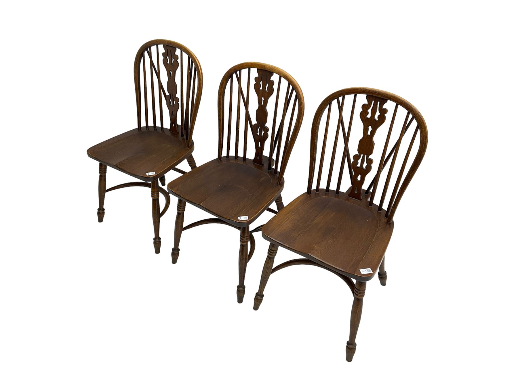 Late 20th century set three oak Windsor chairs - Image 6 of 6