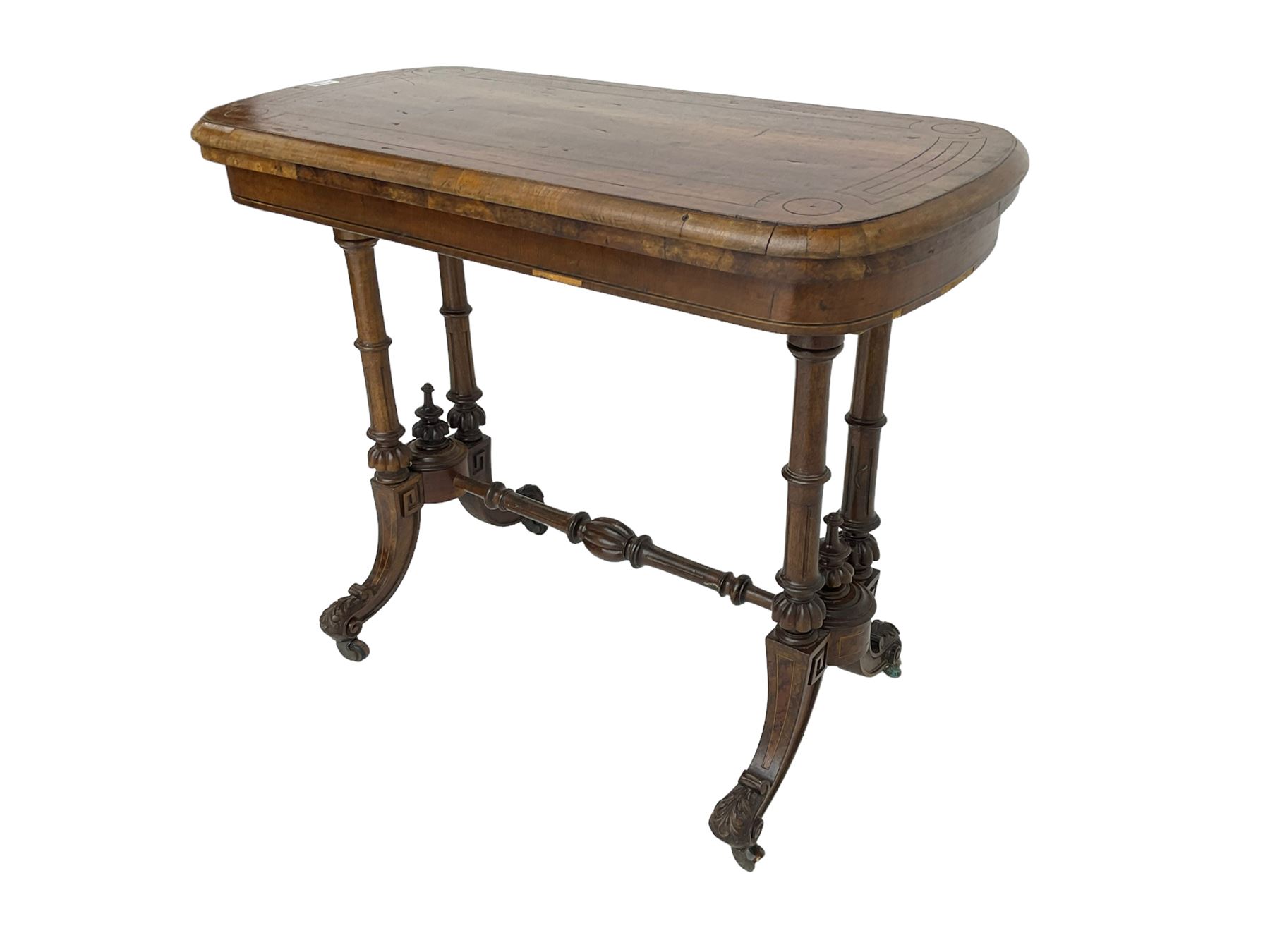 Victorian walnut stretcher side table - Image 2 of 6