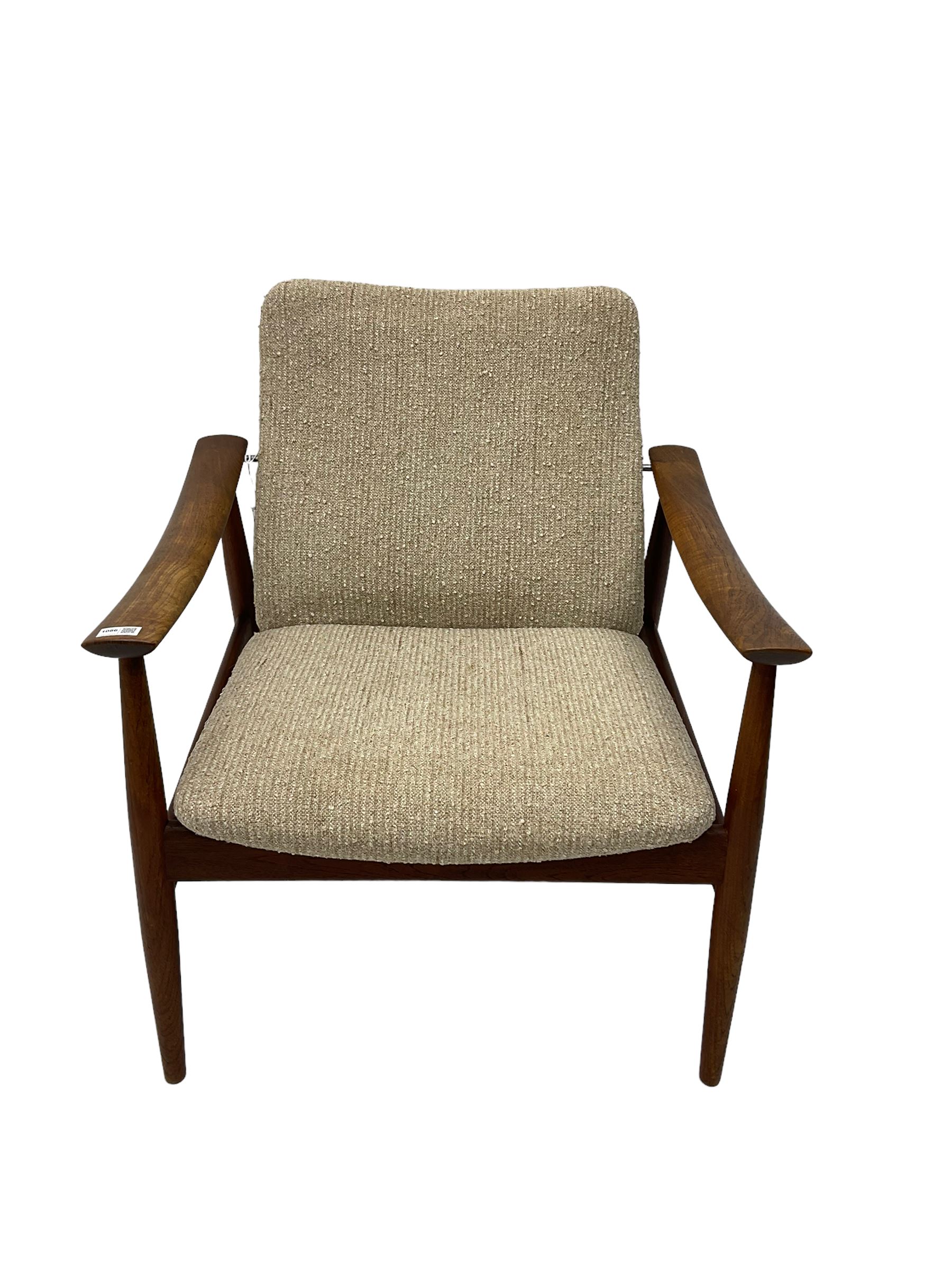 Finn Juhl for France & Son - 'model 138' mid-20th century teak easy chair upholstered in beige fabri - Image 11 of 14