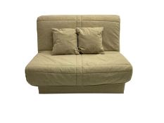 Slumberland - two seater fold out sofa bed upholstered in neutral fabric