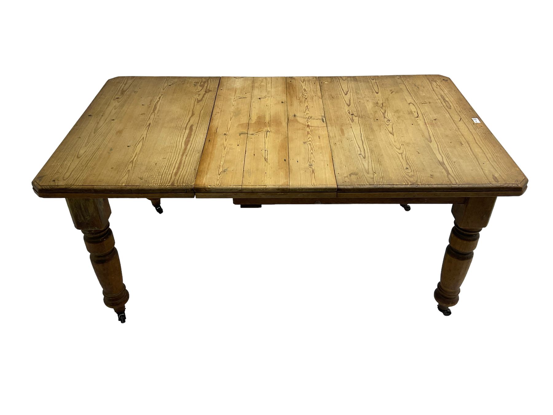 Late Victorian pine extending dining table - Image 2 of 6