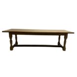Large 20th century oak refectory dining table