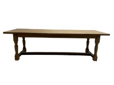 Large 20th century oak refectory dining table