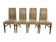 Set four high back chairs upholstered in striped fabric