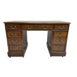 Georgian design oak twin pedestal desk