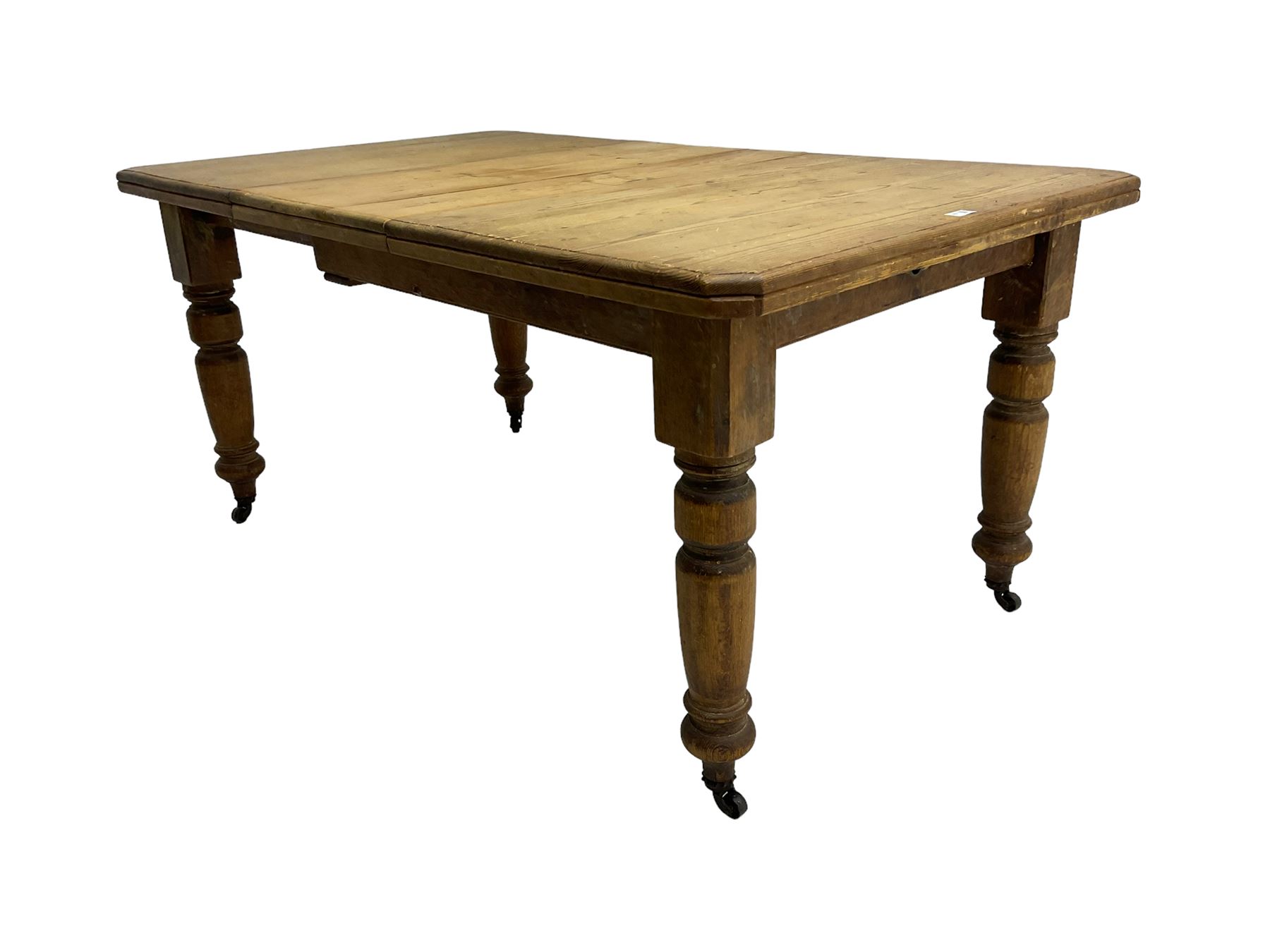 Late Victorian pine extending dining table - Image 5 of 6