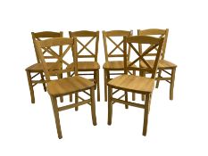 Set six light oak dining chairs