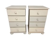 Pair cream painted four drawer chests