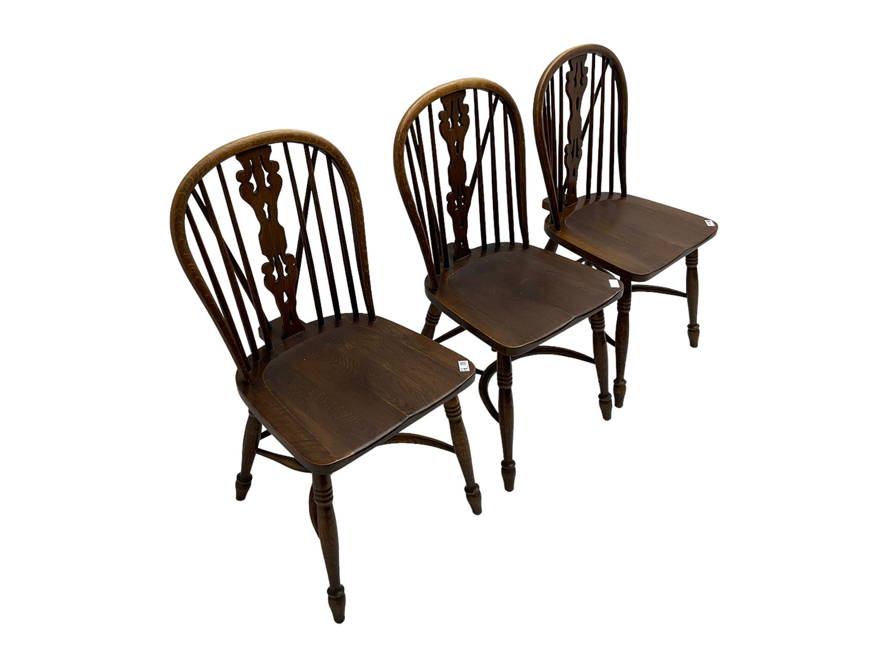 Late 20th century set three oak Windsor chairs - Image 4 of 6