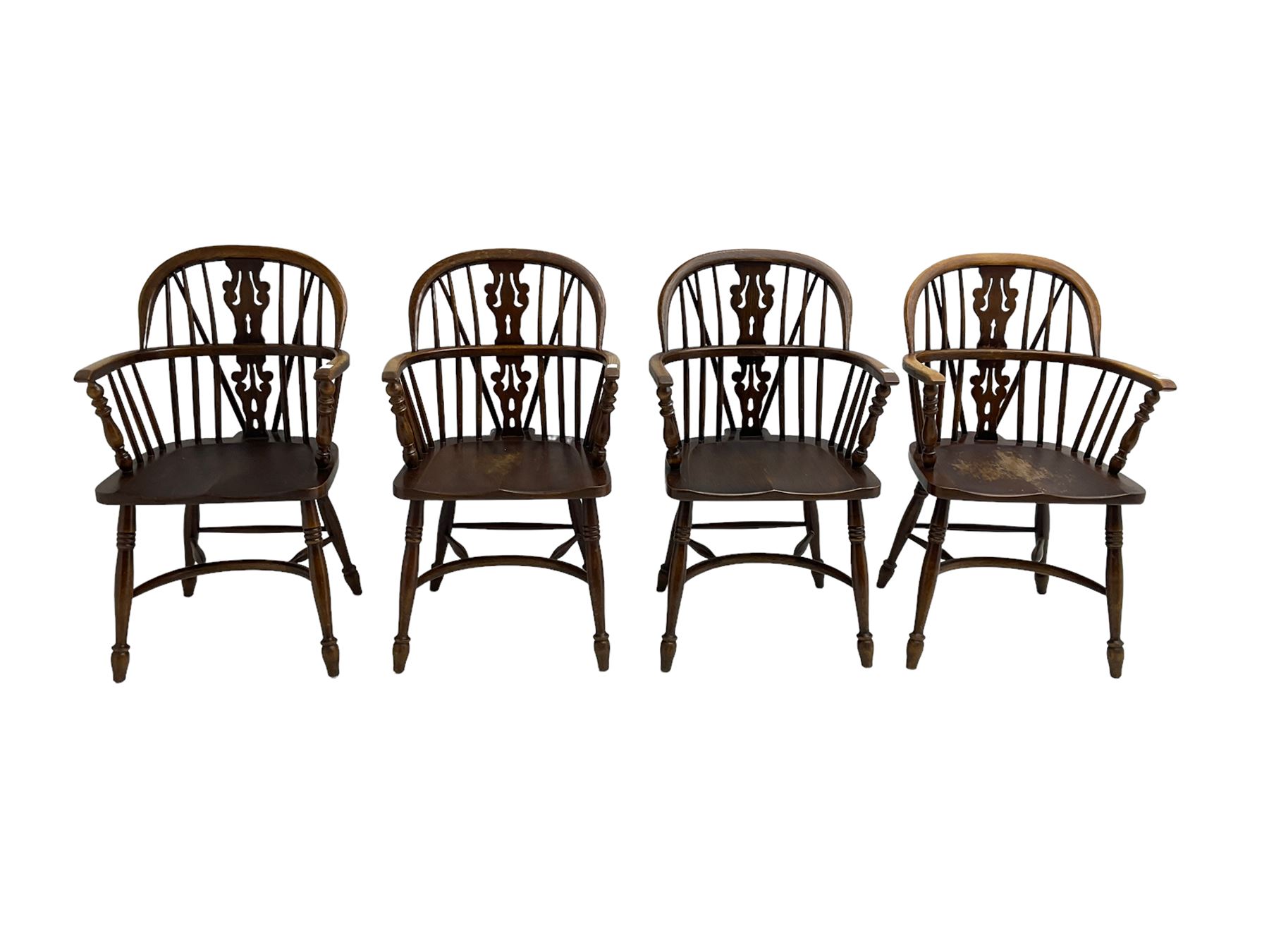 Late 20th century set four oak Windsor elbow chairs - Image 2 of 6