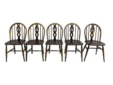 Ercol - set five mid-20th century beech 'Windsor Dining Chairs'