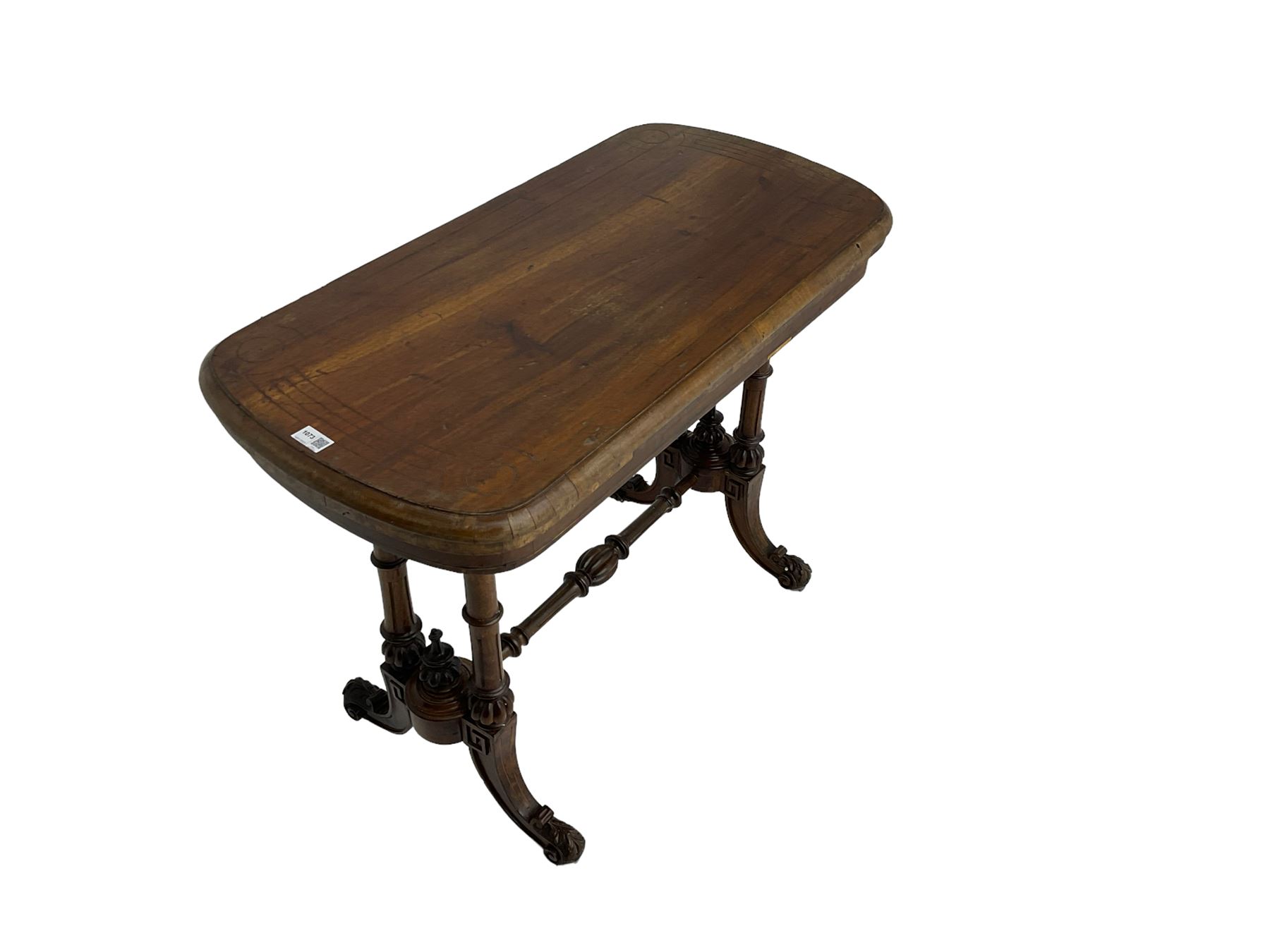 Victorian walnut stretcher side table - Image 4 of 6